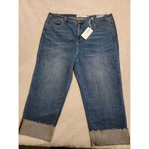 Soft Surroundings Womens 22w dark Blue ultimate straight cuffed crop jeans